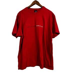 Vintage Y2K Tommy Jeans Graphic Tee Monochrome Red Short Sleeve - XL